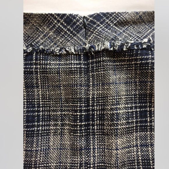 Esprit Faux Wrap Skirt Navy Brown Distress Tweed  Like Wool Blend Mini Skirt - Picture 8 of 9